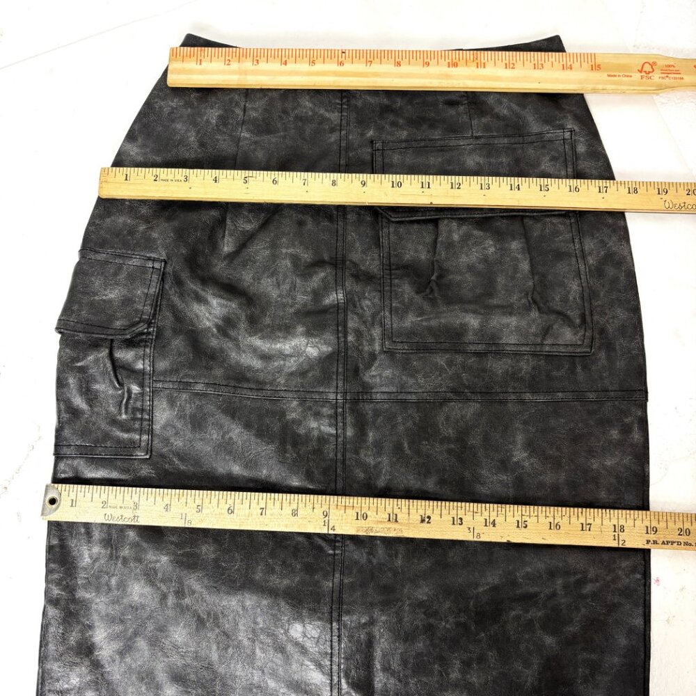 ASOS DESIGN Faux Leather Utility Midi Pencil Skirt Washed Black Size 6 - Picture 10 of 14